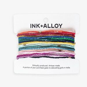 NWT Ink + Alloy Chelsea 18 Strand Luxe Multicolor Beaded Stretch Bracelets